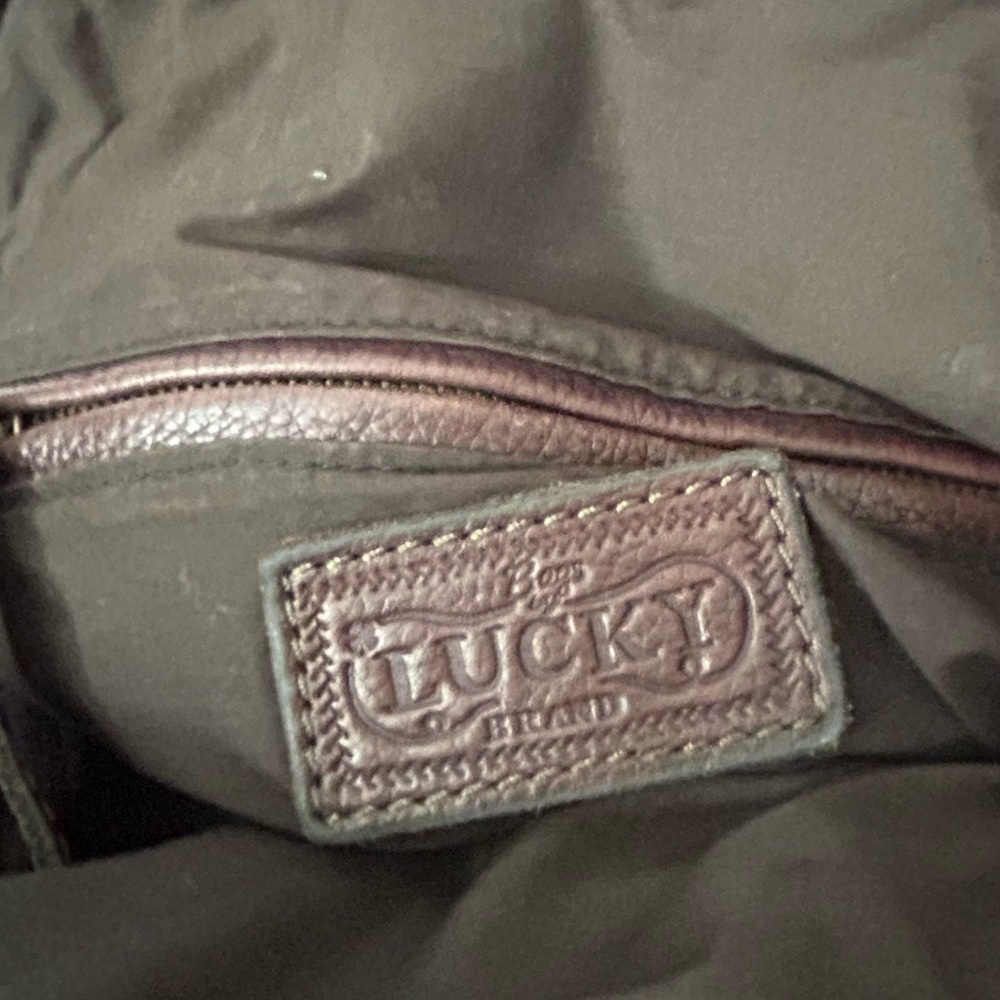 Lucky Brand -  Large Leather Bowler Shoulder Bag with Tassels in Burgundy/Brown - Picture 8 of 16